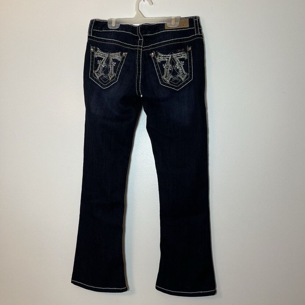 Seven 7 Boot Low rise Jeans‎ Women's 28 Y2K Dark Wash Western Embellished Bling